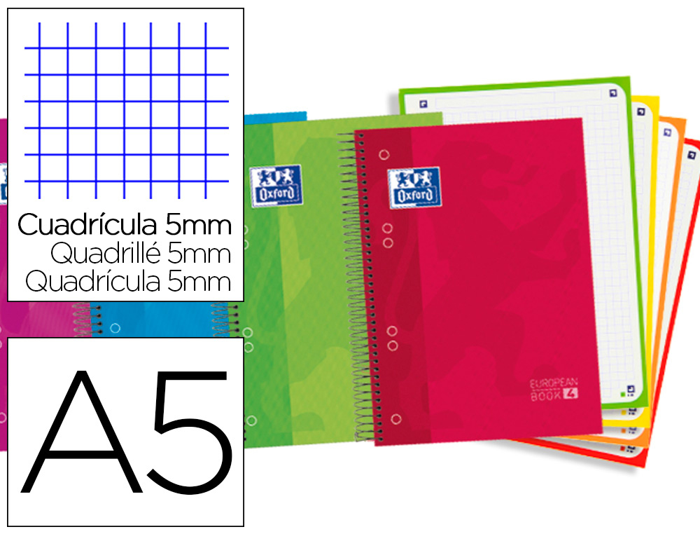 CADERNO ESPIRAL OXFORD CAPA EXTRADURA OPTIK PAPER MICROPERFURADO DIN A5 120 FOLHAS + 50% QUADRICULA 5 MM