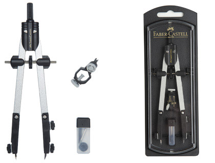 COMPASSO FABER CASTELL ESCOLAR DE AJUSTE RAPIDO COM ADAPTADOR UNIVERSAL