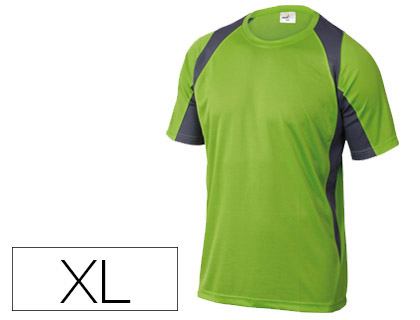 T-SHIRT DELTAPLUS POLIESTER MANGA CURTA COLARINHO REDONDO TRATAMENTO SECAGEM RAPIDA COR VERDE-CINZA TAMANHO XL