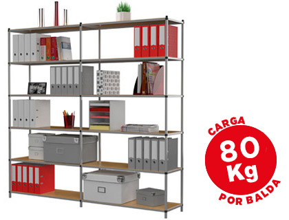 MODULO BASE ESTANTE FAST PAPERFLOW METALICA COM 6 PRATELEIRAS CADA UMA SUPORTA 80 KG 200X100X35 CM