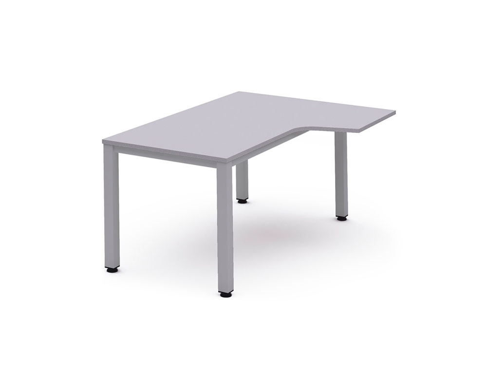 MESA DE ESCRITORIO ROCADA SERIE EXECUTIVE FORMA EM L DIREITA 160X120 CM ACABAMENTO AD02 ALUMINIO/CINZA