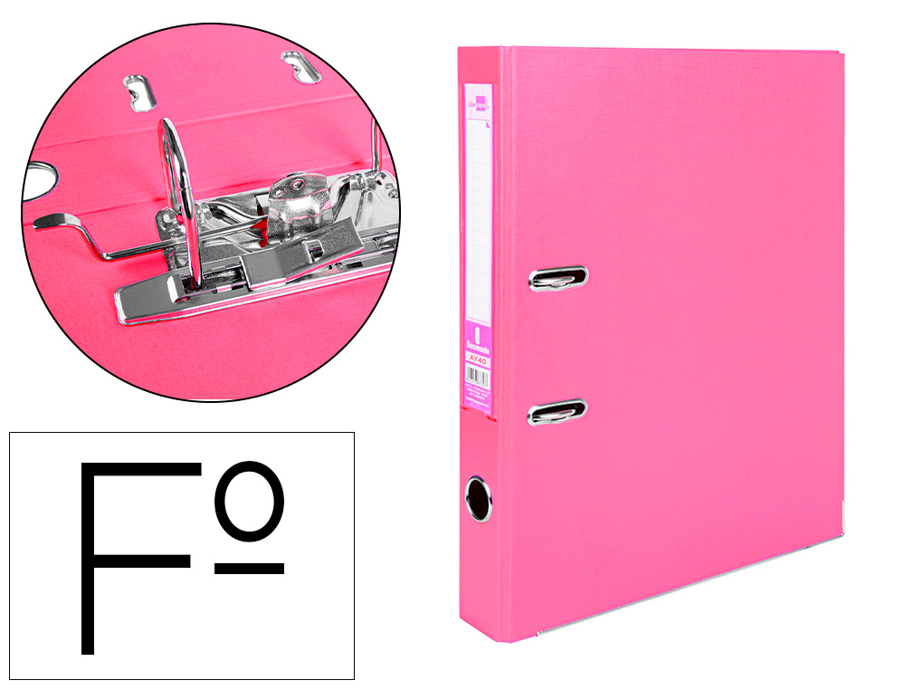 PASTA DE ARQUIVO DE ALAVANCA LIDERPAPEL DOCUMENTA PVC FOLIO LOMBADA 52 MM ROSA