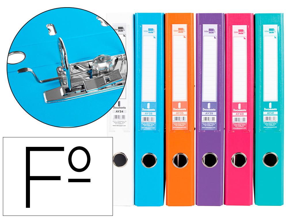 PASTA DE ARQUIVO DE ALAVANCA LIDERPAPEL DOCUMENTA PVC FOLIO LOMBADA 52 MM CORES SORTIDAS TRENDING BRANCO, LARANJA, CELES