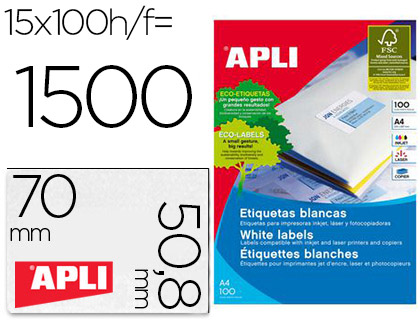 ETIQUETAS ADESIVAS APLI DIN A4 70X50,8 MM