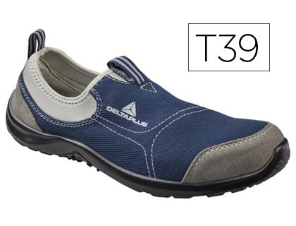 SAPATOS DE SEGURANCA DELTAPLUS DE POLIESTER E ALGODAO COM PALMILHA E PONTEIRA DE ACO COR AZUL MARINHO TAMANHO 39
