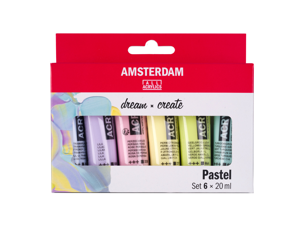 PINTURA ACRLICA AMSTERDAM 20 ML CAIXA DE 6 CORES PASTEL