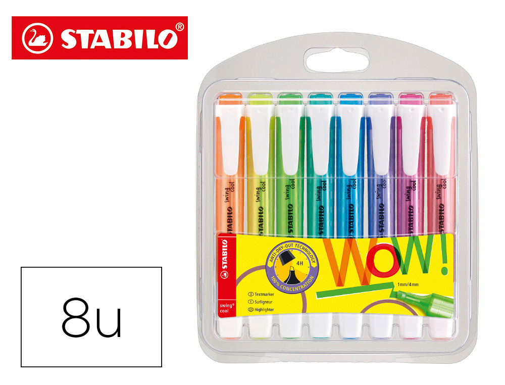 ROTULADOR STABILO FLUORESCENTE SWING COOL NATUREESTUCHE 8 UNIDADES COLORES SURTIDOS