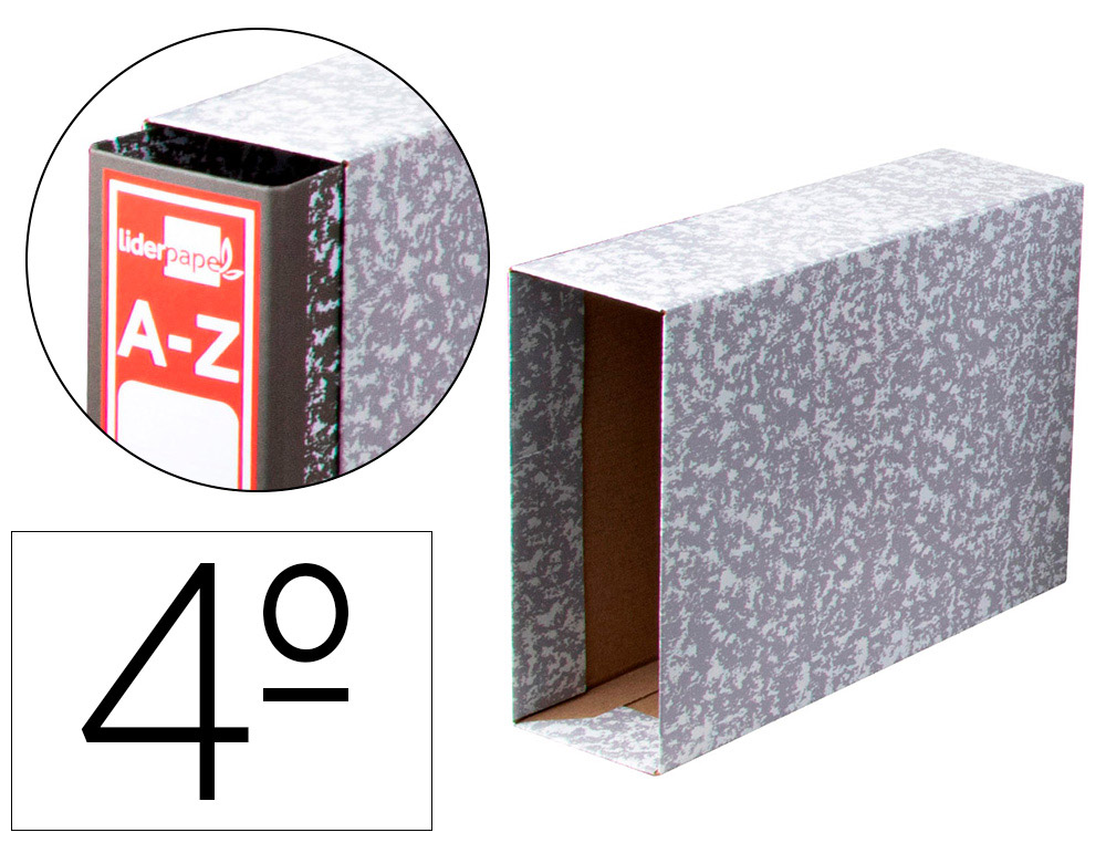 CAIXA PARA PASTA DE ARQUIVO LIDERPAPEL CLASSIC RED QUARTO AO BAIXO MARMOREADA CINZA
