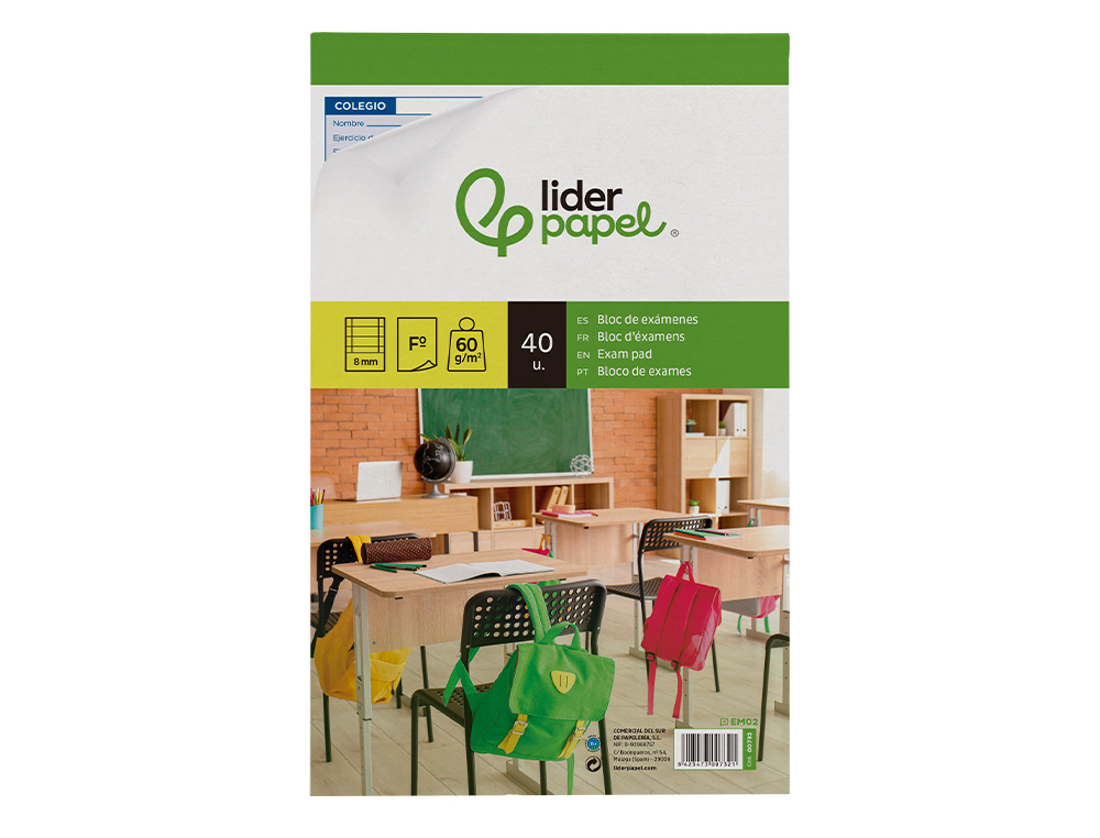 BLOCO EXAMES LIDERPAPEL HORIZONTAL FOLIO 40 FOLHAS 60G/M2
