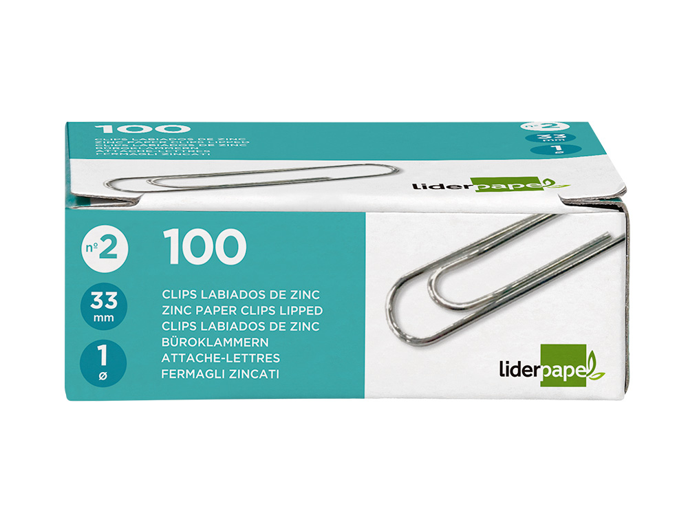 CLIPS LIDERPAPEL LABIADOS N.2 33 MM CAIXA DE 100 UNIDADES