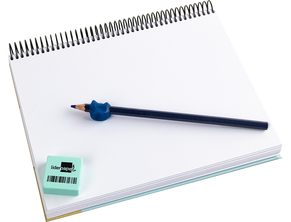 BORRACHA LIDERPAPEL PARA LAPIS COM FORMA QUADRADA AZUL PASTEL E BRANCA