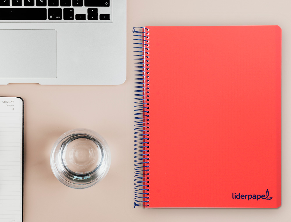 CADERNO ESPIRAL LIDERPAPEL WONDER MICRO DIN A4 CAPA PLASTICO 120 F 90 GR QUADRICULA 5 MM 5 BANDAS DE CORES 4 FUROS VERME