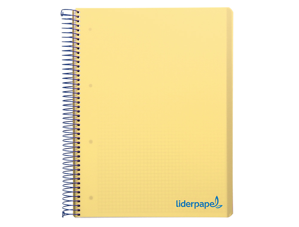 CADERNO ESPIRAL LIDERPAPEL WONDER MICRO DIN A5 CAPA PLASTICO 120 F 90 GR QUADRICULA 5MM 5 BANDAS DE CORES 6 FUROS AMAREL
