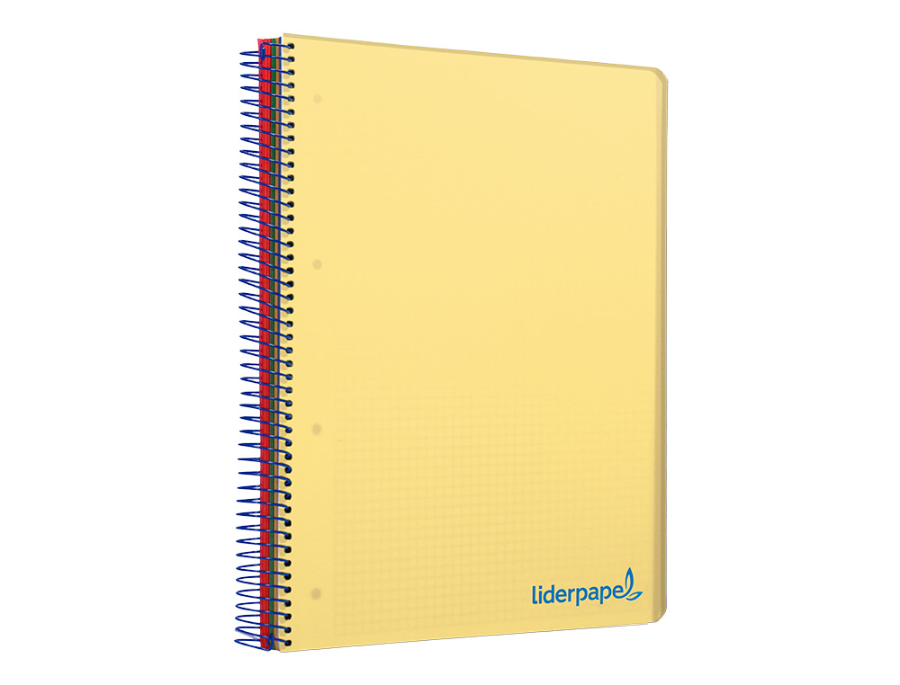CADERNO ESPIRAL LIDERPAPEL WONDER MICRO DIN A5 CAPA PLASTICO 120 F 90 GR QUADRICULA 5MM 5 BANDAS DE CORES 6 FUROS AMAREL