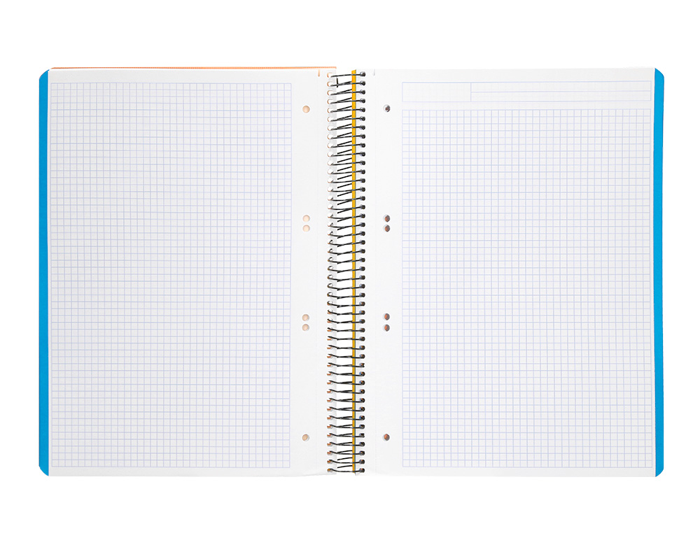 CADERNO ESPIRAL LIDERPAPEL WONDER MICRO DIN A5 CAPA PLASTICO 120 F 90 GR QUADRICULA 5MM 5 BANDAS DE CORES 6 FUROS AMAREL