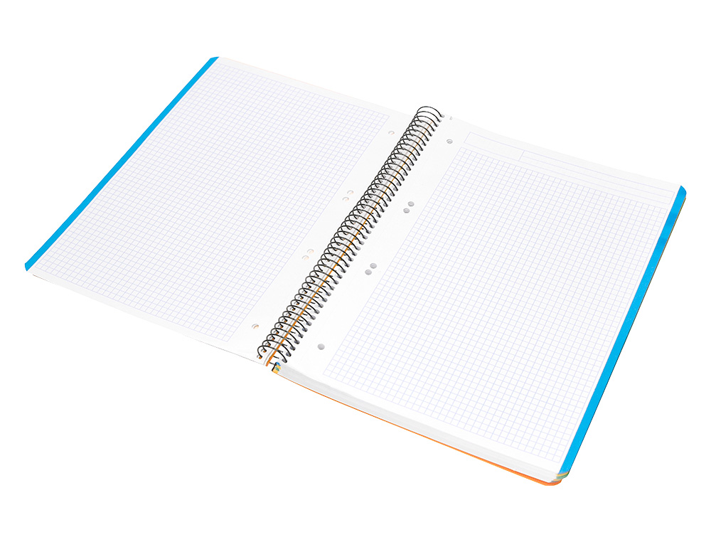 CADERNO ESPIRAL LIDERPAPEL WONDER MICRO DIN A5 CAPA PLASTICO 120 F 90 GR QUADRICULA 5MM 5 BANDAS DE CORES 6 FUROS AMAREL