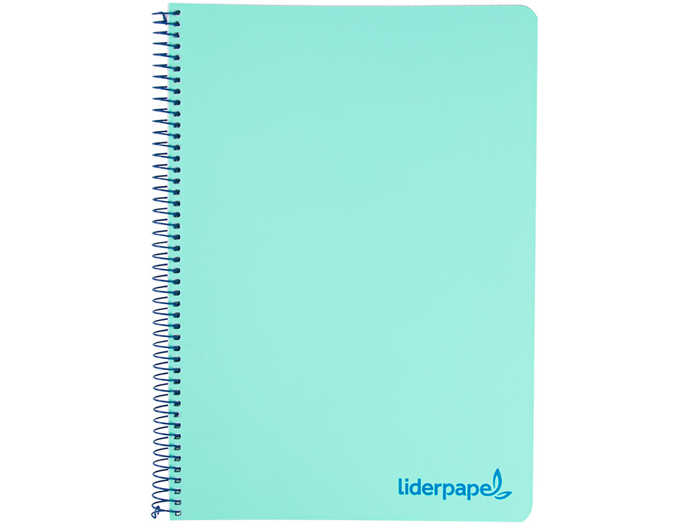CADERNO ESPIRAL LIDERPAPEL WONDER MICRO DIN A5 CAPA PLASTICO 120 F 90 GR QUADRICULA 5MM 5 BANDAS DE CORES 6 FUROS VERDE