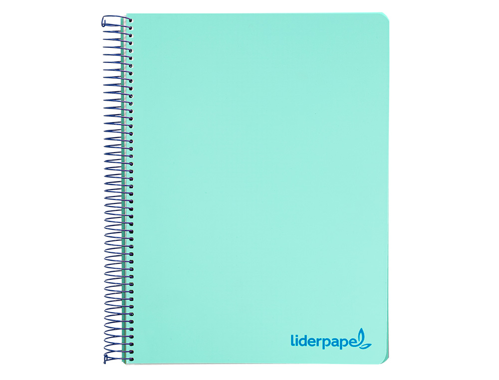 CADERNO ESPIRAL LIDERPAPEL WONDER MICRO DIN A5 CAPA PLASTICO 120 F 90 GR QUADRICULA 5MM 5 BANDAS DE CORES 6 FUROS VERDE