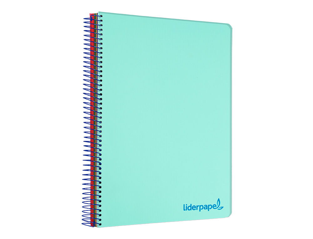 CADERNO ESPIRAL LIDERPAPEL WONDER MICRO DIN A5 CAPA PLASTICO 120 F 90 GR QUADRICULA 5MM 5 BANDAS DE CORES 6 FUROS VERDE