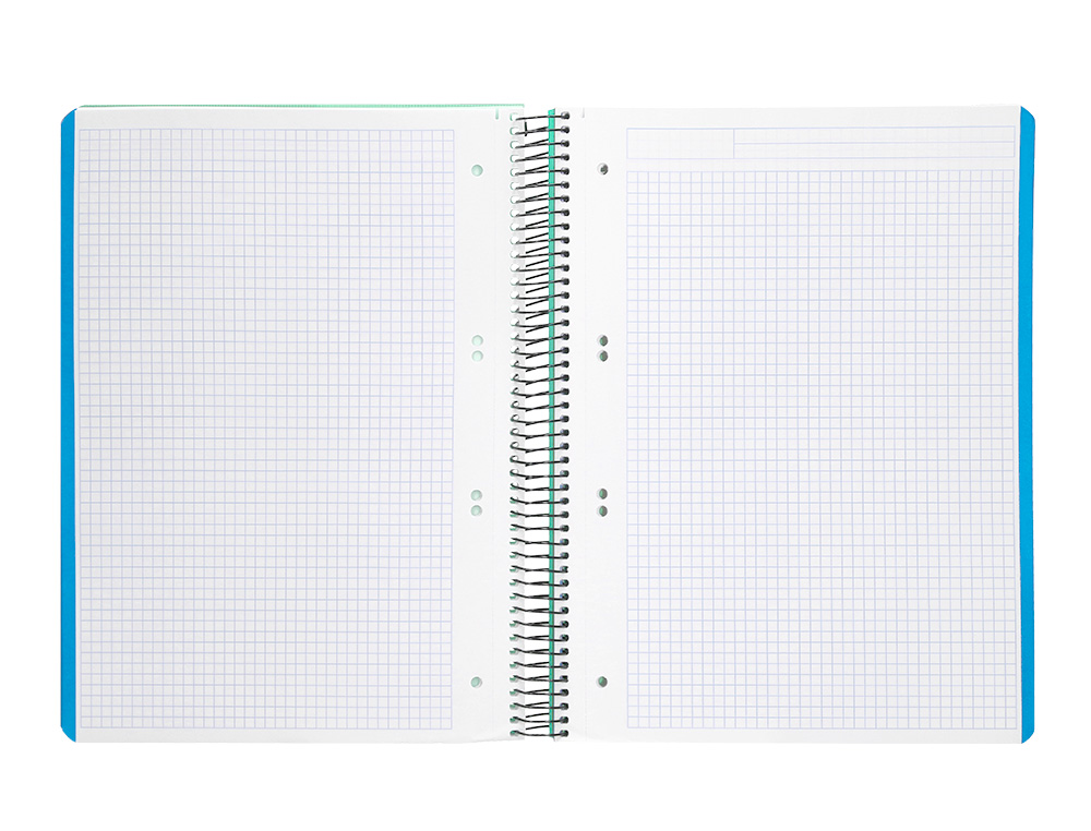 CADERNO ESPIRAL LIDERPAPEL WONDER MICRO DIN A5 CAPA PLASTICO 120 F 90 GR QUADRICULA 5MM 5 BANDAS DE CORES 6 FUROS VERDE