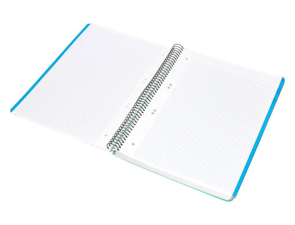 CADERNO ESPIRAL LIDERPAPEL WONDER MICRO DIN A5 CAPA PLASTICO 120 F 90 GR QUADRICULA 5MM 5 BANDAS DE CORES 6 FUROS VERDE