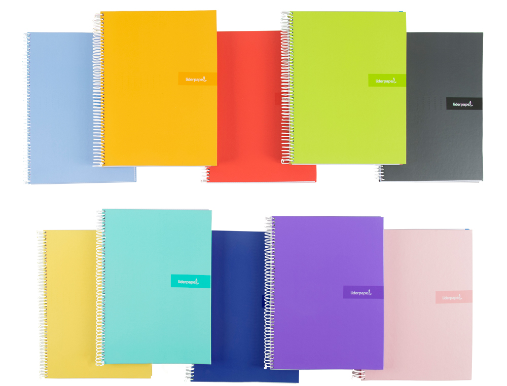 CADERNO ESPIRAL LIDERPAPEL CRAFTY DIN A5 CAPA FORRADA 80 F 90 GR QUADRICULA 5 MM COM MARGEM CORES SORTIDAS