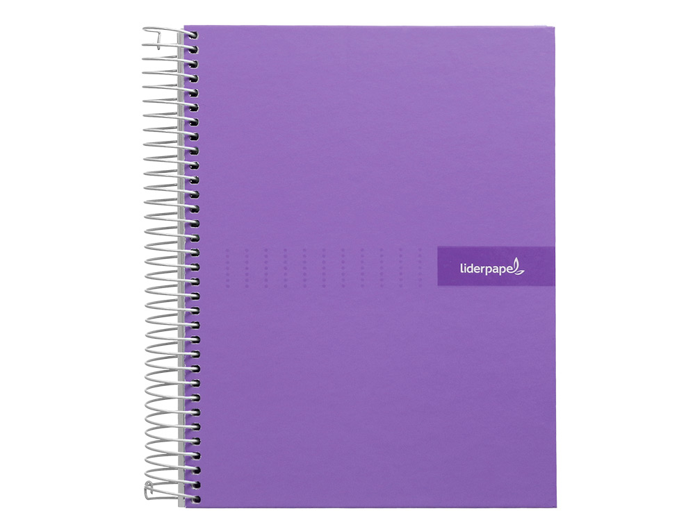 CADERNO ESPIRAL LIDERPAPEL CRAFTY MICRO DIN A5 CAPA FORRADA 120 F 90 GR QUADRICULA 5MM 5 BANDAS DE CORES 6 FUROS COR VIO