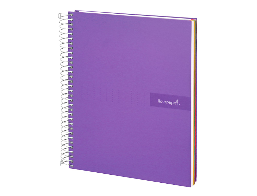 CADERNO ESPIRAL LIDERPAPEL CRAFTY MICRO DIN A5 CAPA FORRADA 120 F 90 GR QUADRICULA 5MM 5 BANDAS DE CORES 6 FUROS COR VIO