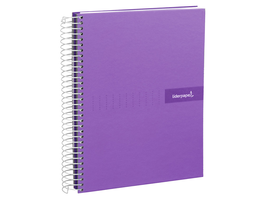 CADERNO ESPIRAL LIDERPAPEL CRAFTY MICRO DIN A5 CAPA FORRADA 120 F 90 GR QUADRICULA 5MM 5 BANDAS DE CORES 6 FUROS COR VIO