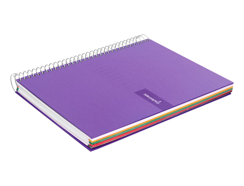 CADERNO ESPIRAL LIDERPAPEL CRAFTY MICRO DIN A5 CAPA FORRADA 120 F 90 GR QUADRICULA 5MM 5 BANDAS DE CORES 6 FUROS COR VIO
