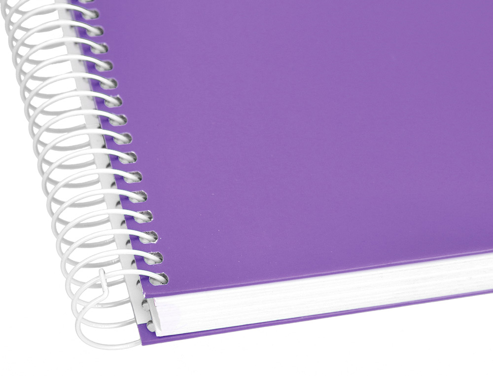 CADERNO ESPIRAL LIDERPAPEL CRAFTY MICRO DIN A5 CAPA FORRADA 120 F 90 GR QUADRICULA 5MM 5 BANDAS DE CORES 6 FUROS COR VIO
