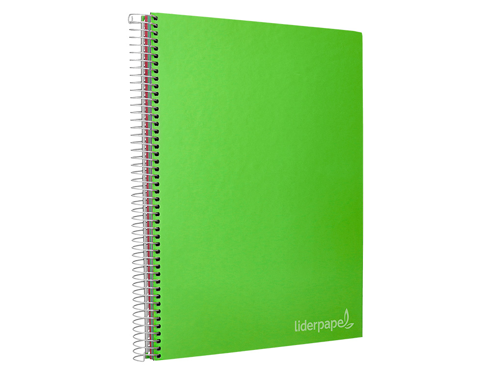 CADERNO ESPIRAL LIDERPAPEL JOLLY MICRO DIN A4 CAPA FORRADA 140 F 75 GR QUADRICULA 5MM 5 BANDAS DE CORES 4 FUROS COR VERD