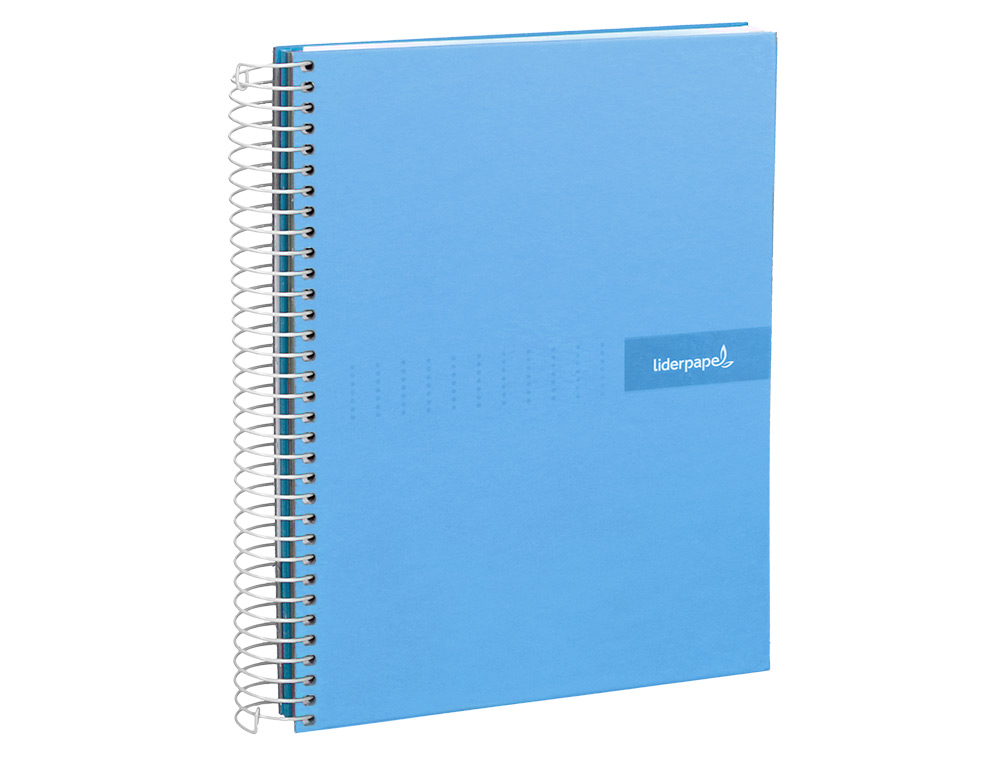 CADERNO ESPIRAL LIDERPAPEL CRAFTY MICRO DIN A4 CAPA FORRADA 120 F 90 GR QUADRICULA 5 MM 5 BANDAS DE CORES 4 CORES CELEST