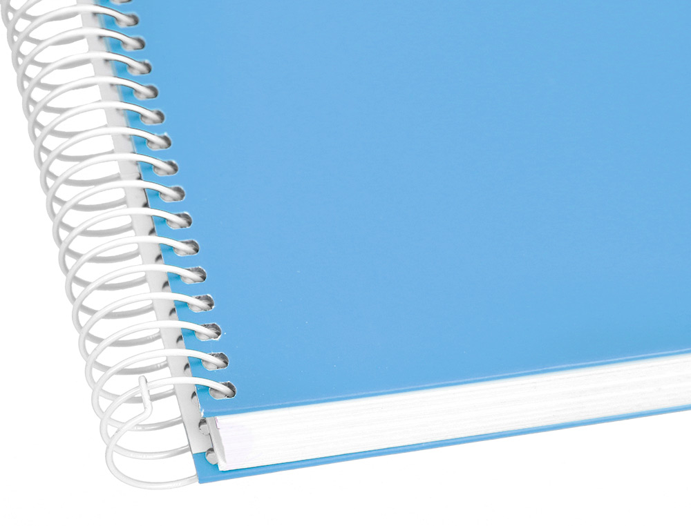 CADERNO ESPIRAL LIDERPAPEL CRAFTY MICRO DIN A4 CAPA FORRADA 120 F 90 GR QUADRICULA 5 MM 5 BANDAS DE CORES 4 CORES CELEST