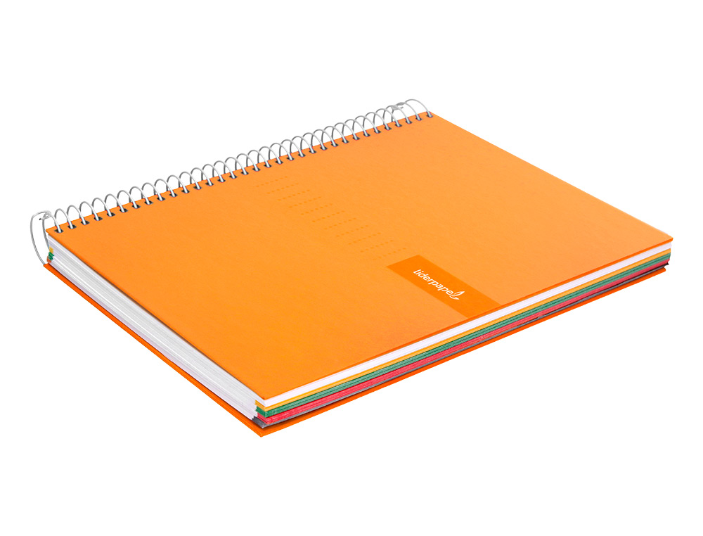 CADERNO ESPIRAL LIDERPAPEL CRAFTY MICRO DIN A4 CAPA FORRADA 120 F 90 GR QUADRICULA 5 MM 5 BANDAS DE CORES 4 CORES COR LA