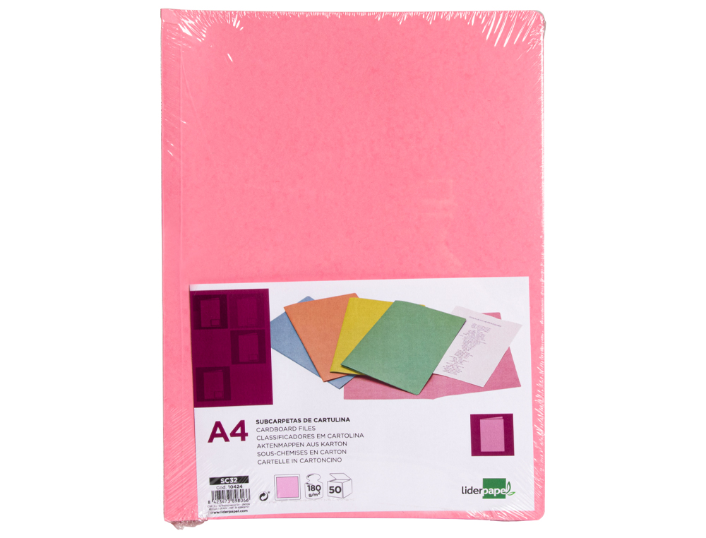 CLASSIFICADOR LIDERPAPEL DIN A4 ROSA PASTEL 180GR