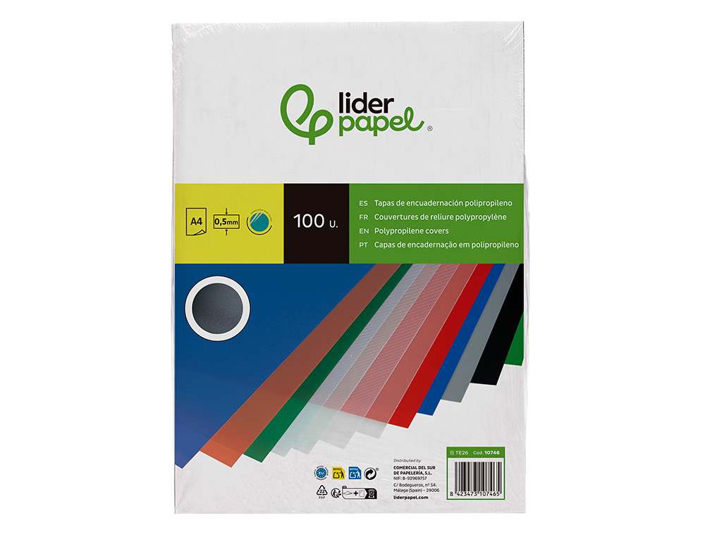 CAPA DE ENCADERNACAO LIDERPAPEL POLIPROPILENO DIN A4 0.5 MM AZUL TRANSLUCIDO PACK DE 100 UNIDADES