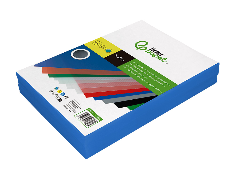 CAPA DE ENCADERNACAO LIDERPAPEL POLIPROPILENO DIN A4 0.5 MM AZUL TRANSLUCIDO PACK DE 100 UNIDADES
