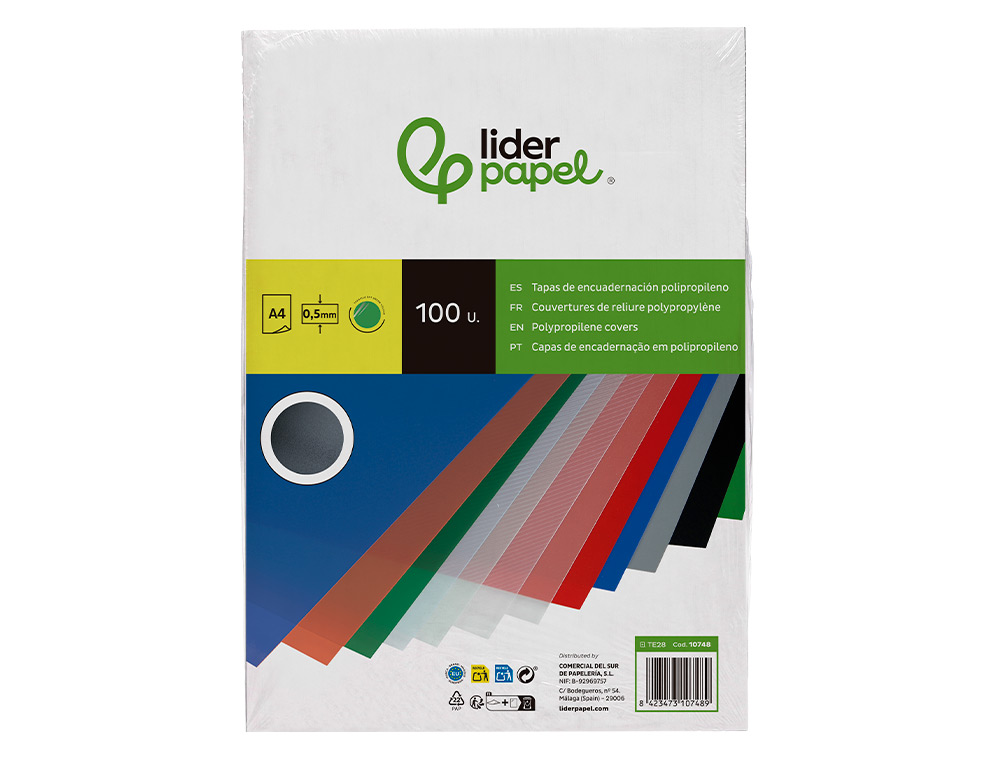 CAPA DE ENCADERNACAO LIDERPAPEL POLIPROPILENO DIN A4 0.5 MM VERDE TRANSLUCIDO PACK DE 100 UNIDADES