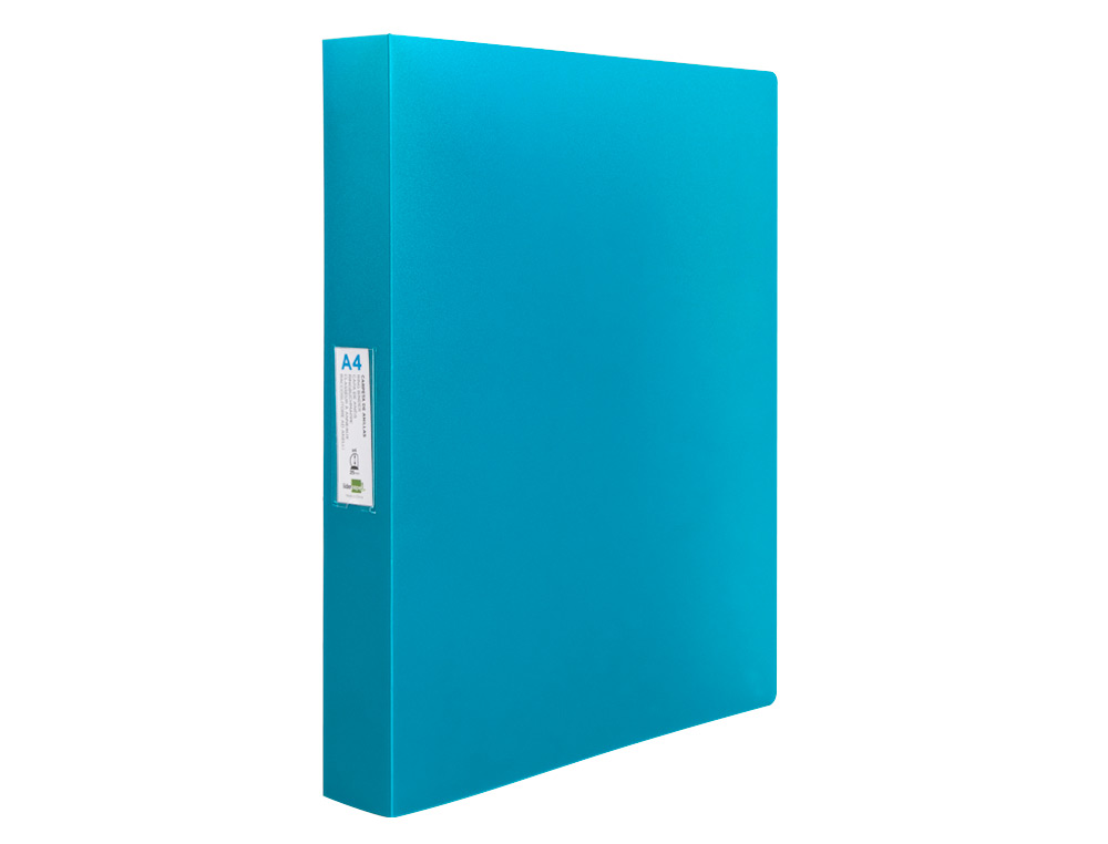PASTA LIDERPAPEL POLIPROPILENO DIN A4 4 ANEIS 25 MM MISTOS CELESTE OPACO