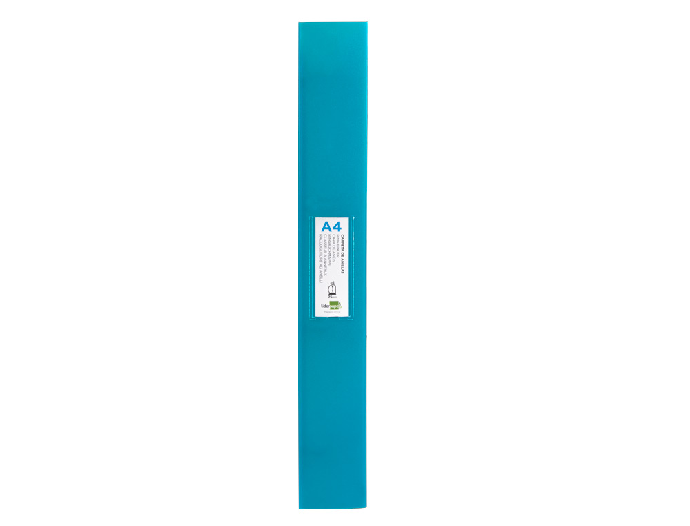 PASTA LIDERPAPEL POLIPROPILENO DIN A4 4 ANEIS 25 MM MISTOS CELESTE OPACO