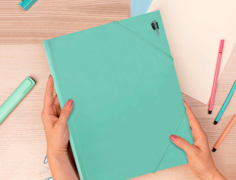 PASTA LIDERPAPEL COM ELASTICOS ABAS POLIPROPILENO DIN A4 VERDE MAA OPACO