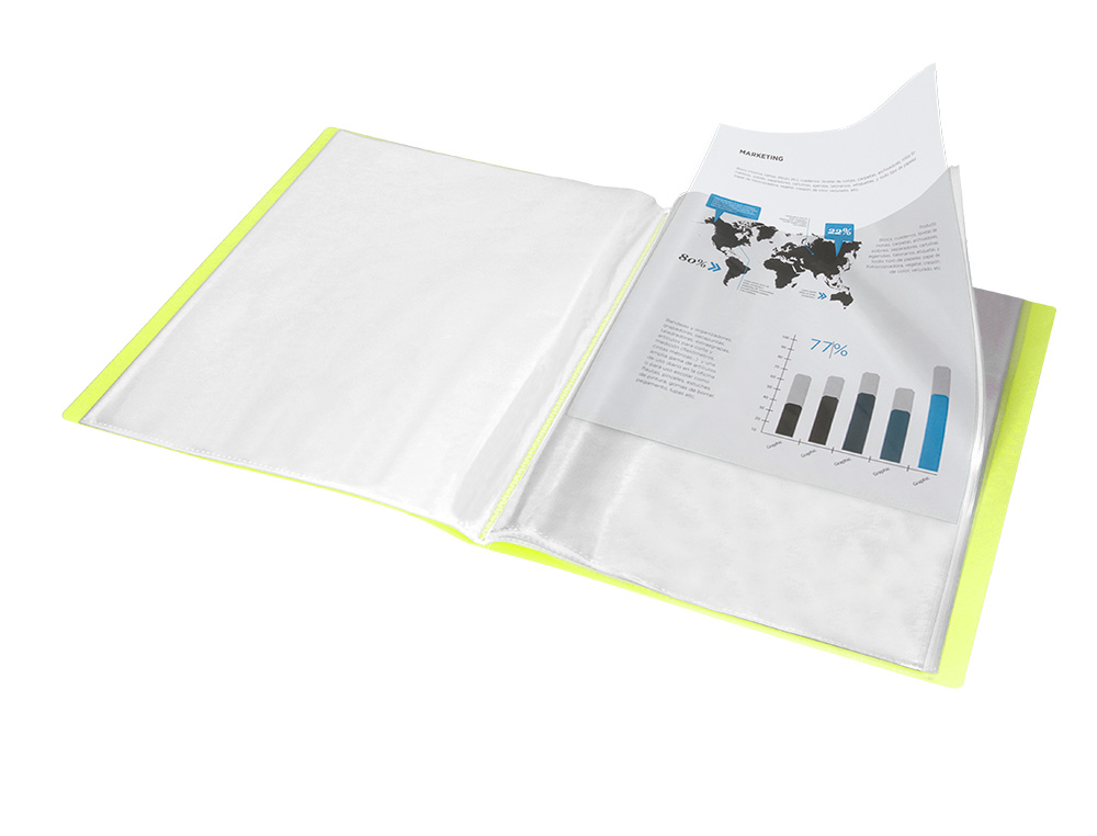 CAPA CATALOGO LIDERPAPEL 10 BOLSAS POLIPROPILENO DIN A4 AMARELO FLUOR OPACO