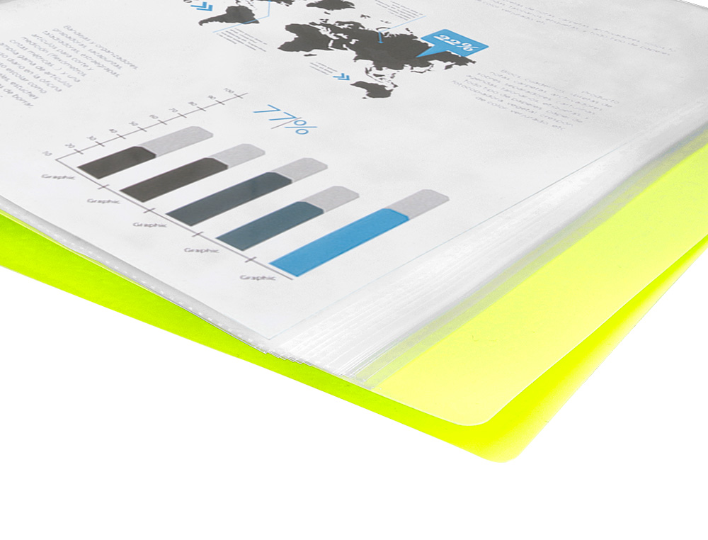 CAPA CATALOGO LIDERPAPEL 10 BOLSAS POLIPROPILENO DIN A4 AMARELO FLUOR OPACO