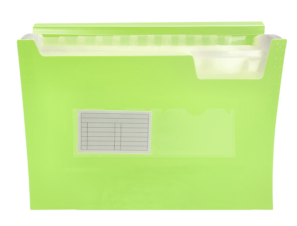 PASTA CLASSIFICADORA COM FOLE LIDERPAPEL POLIPROPILENO DIN A4 AMARELO FLUOR OPACO 13 DEPARTAMENTOS