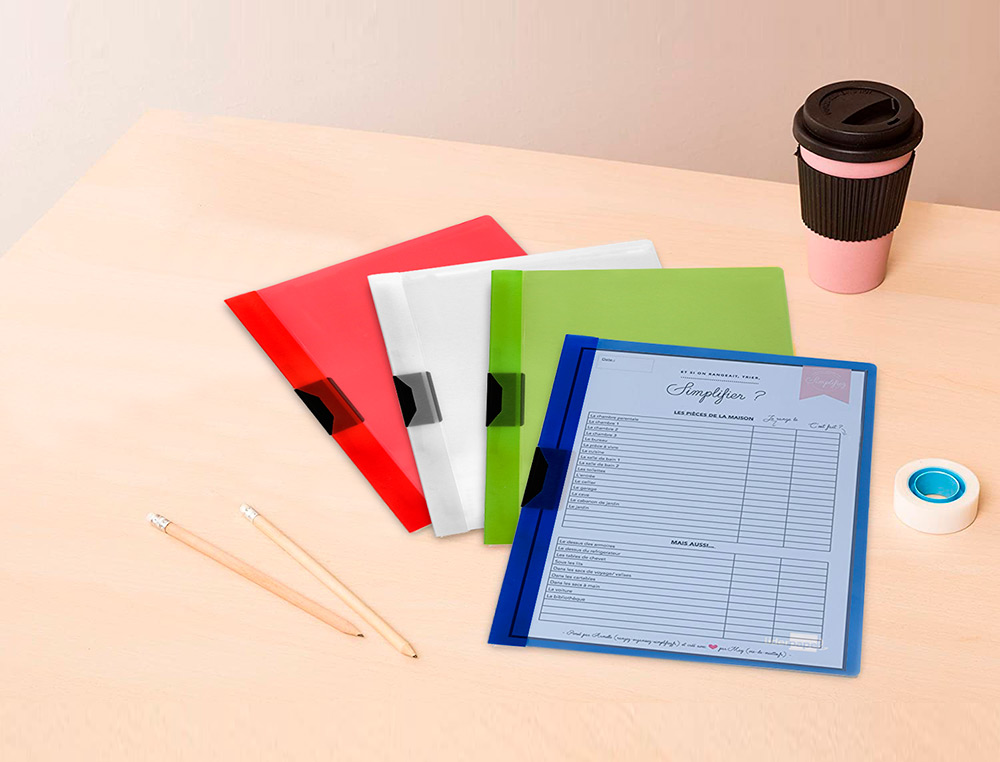 BOLSA DOSSIER LIDERPAPEL COM CLIP LATERAL DIN A4 TRANSPARENTE 60 FOLHAS