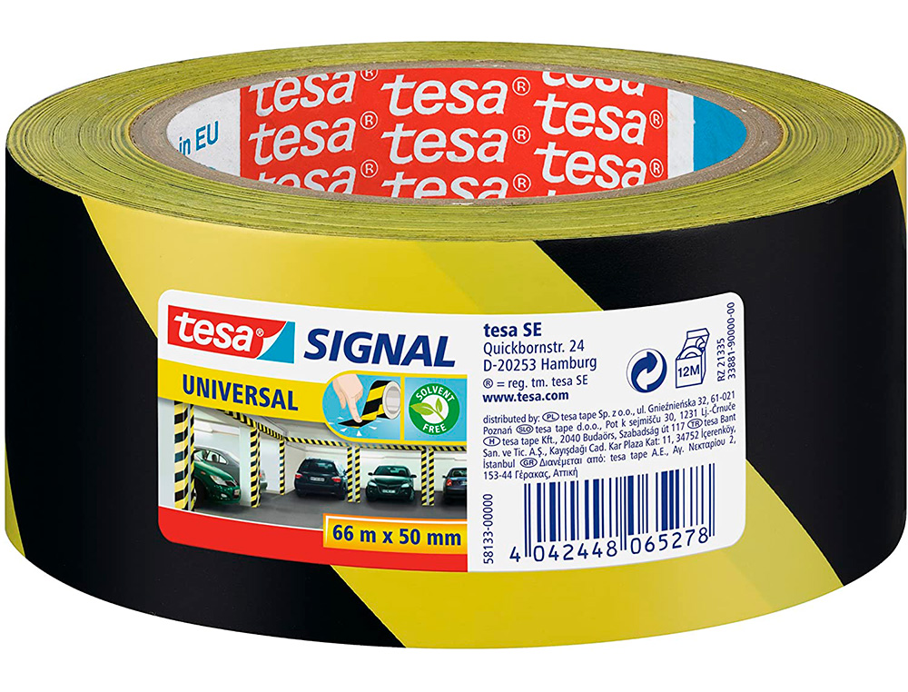FITA ADESIVA TESA DE SEGURANA AMARELA E PRETA POLIPROPILENO 66 MT X 50 MM