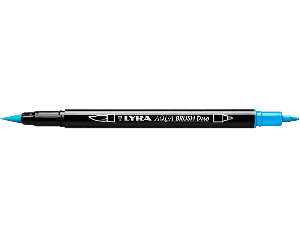 MARCADOR LYRA AQUA BRUSH AGUARELAVEL DUPLA PONTA FINA E PINCEL AZUL CLARO