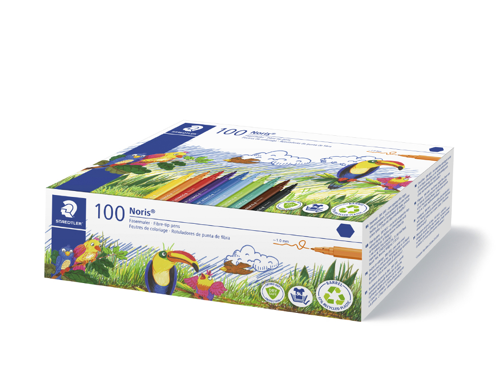 MARCADOR STAEDTLER NORIS CLUB CAIXA DE 100 UNIDADES SORTIDAS 10 X COR