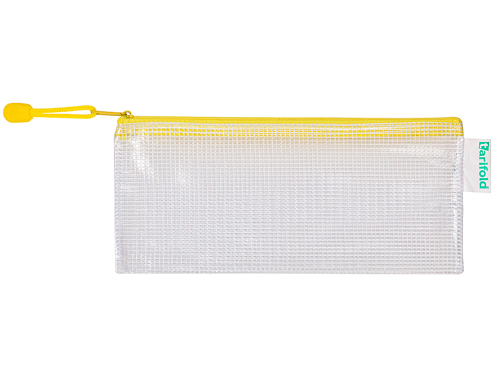 BOLSA MULTIUSOS TARIFOLD PVC 250X115 MM ABERTURA SUPERIOR COM FECHO PORTA ESFEROGRAFICA E CORREIA COR AMARELO